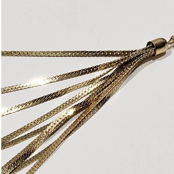 Beautiful Gold Herringbone 9 Strand Layered Necklace - Picture 4 of 12